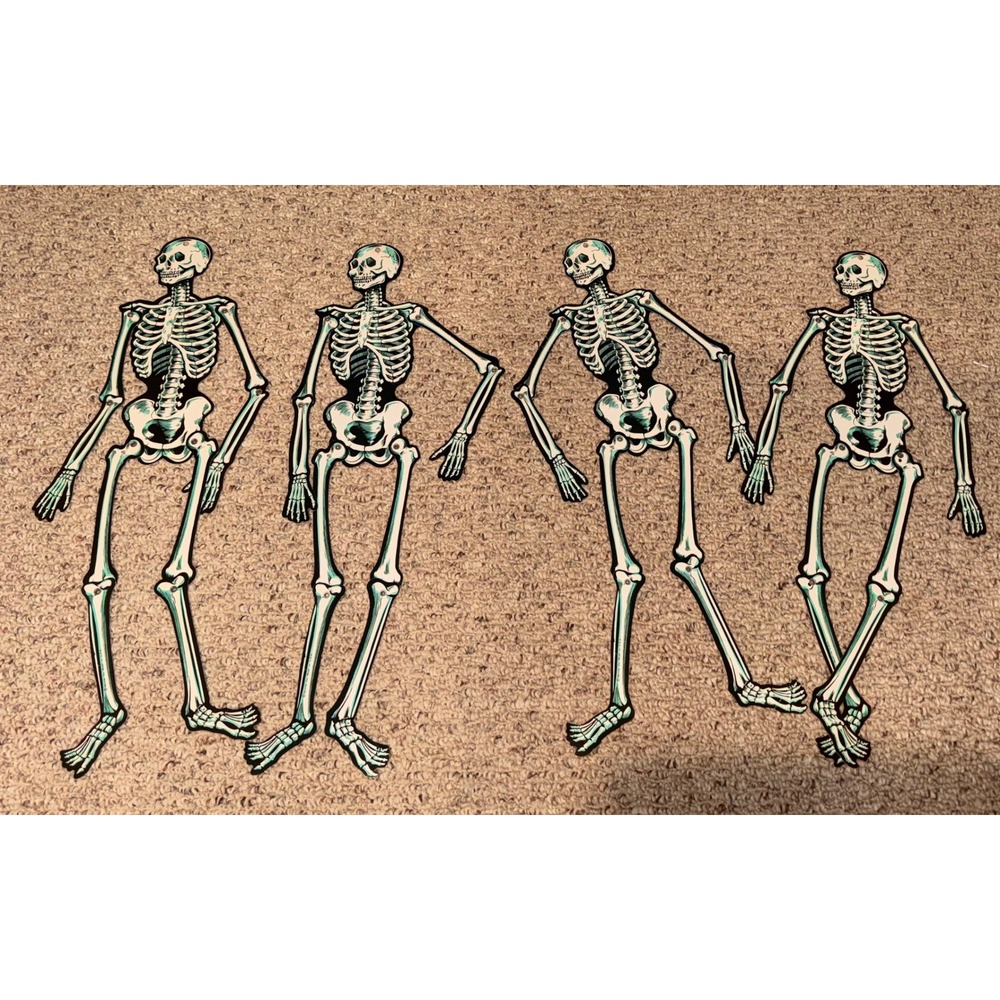 Beistle Vintage Style Jointed Skeleton Halloween Decorations Set of 4 20 Inch
